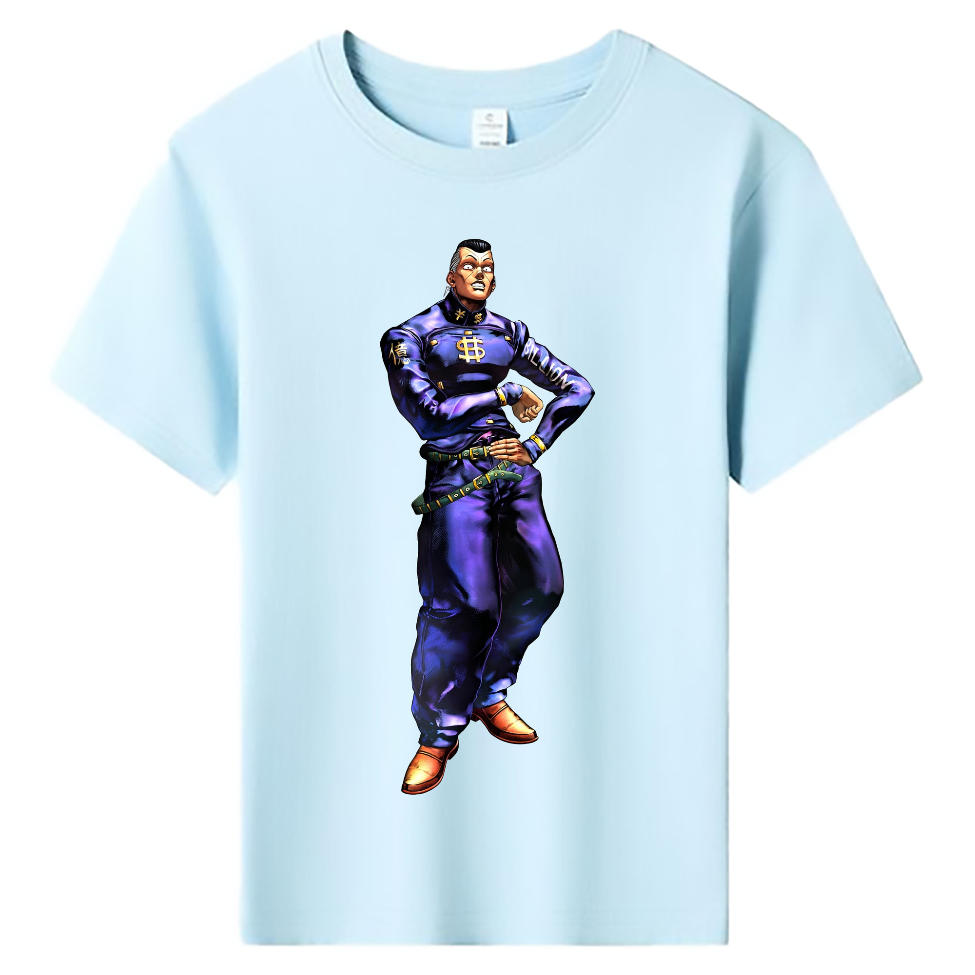 （画像用） ジョジョの奇妙な冒険 虹村億泰 にじむら おくやす JoJo's Bizarre Adventure Nijimura Okuyasu 綿100％キッズTシャツ（フロントプリント）